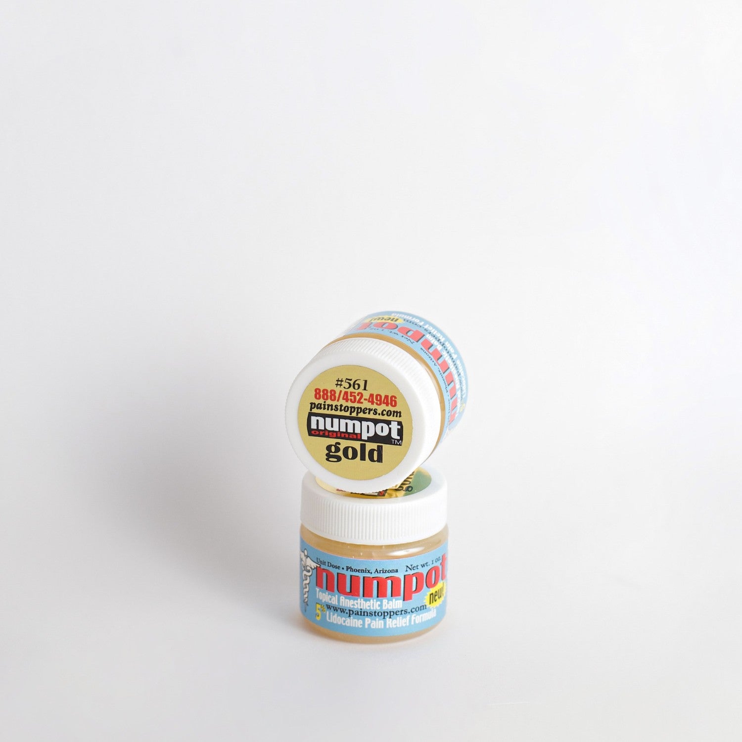 Numpot Gold ointment for Permanent Makeup, Painstoppers, Unit Dose Ltd, Topical Anesthetic Balm stacked