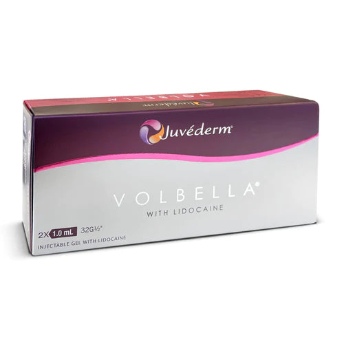Juvederm Volbella with lidocaine, Juvederm Volbella 2x1ml, Dermal Filler, Juvederm Dermal Filler, Juvederm, front back view by Skincare Supply Store