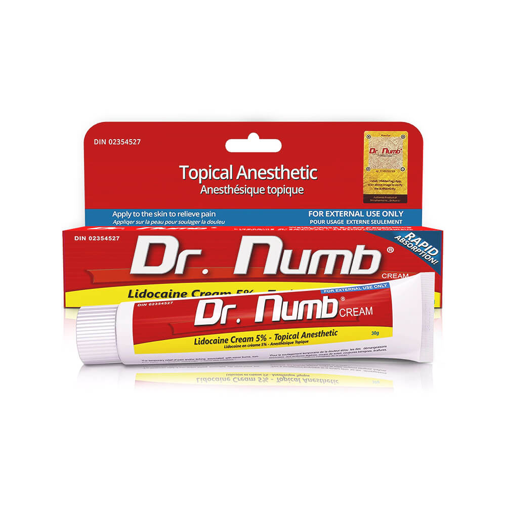 Dr. Numb Topical Anesthetic, Dr. Numb Lidocaine cream, permanent makeup topical anesthetic with packaging